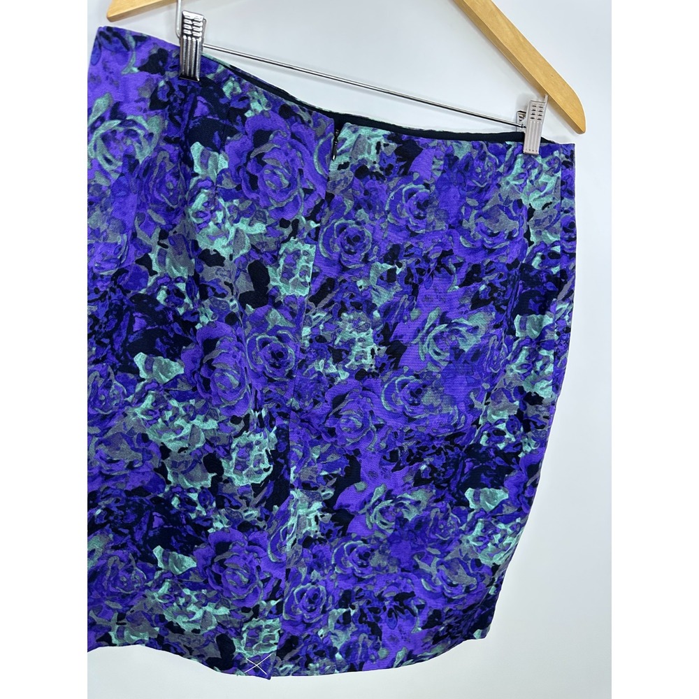 Talbots Petites Women 16P Purple Teal Floral Pencil Skirt Lyocell Cotton CN2806 - Picture 10 of 12